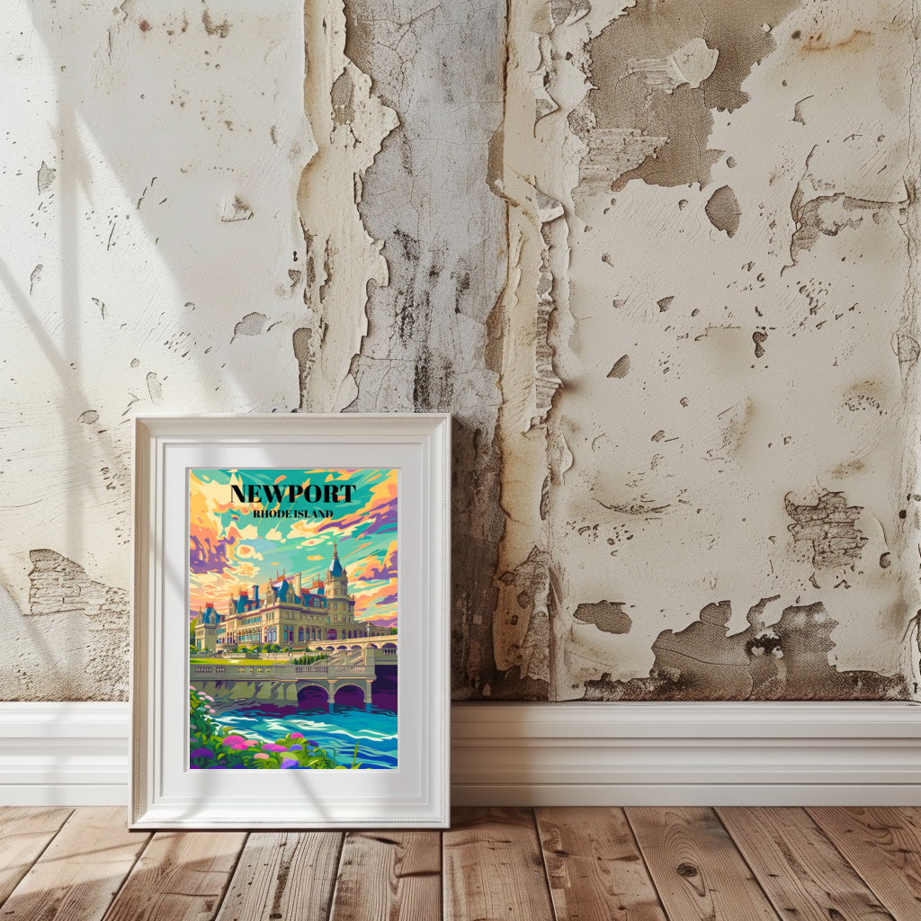 The Breakers, Newport Rhode Island Travel Poster, Gilded Age Mansion