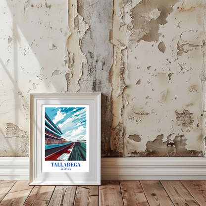 Talladega Superspeedway Travel Poster, NASCAR Racing Art Print